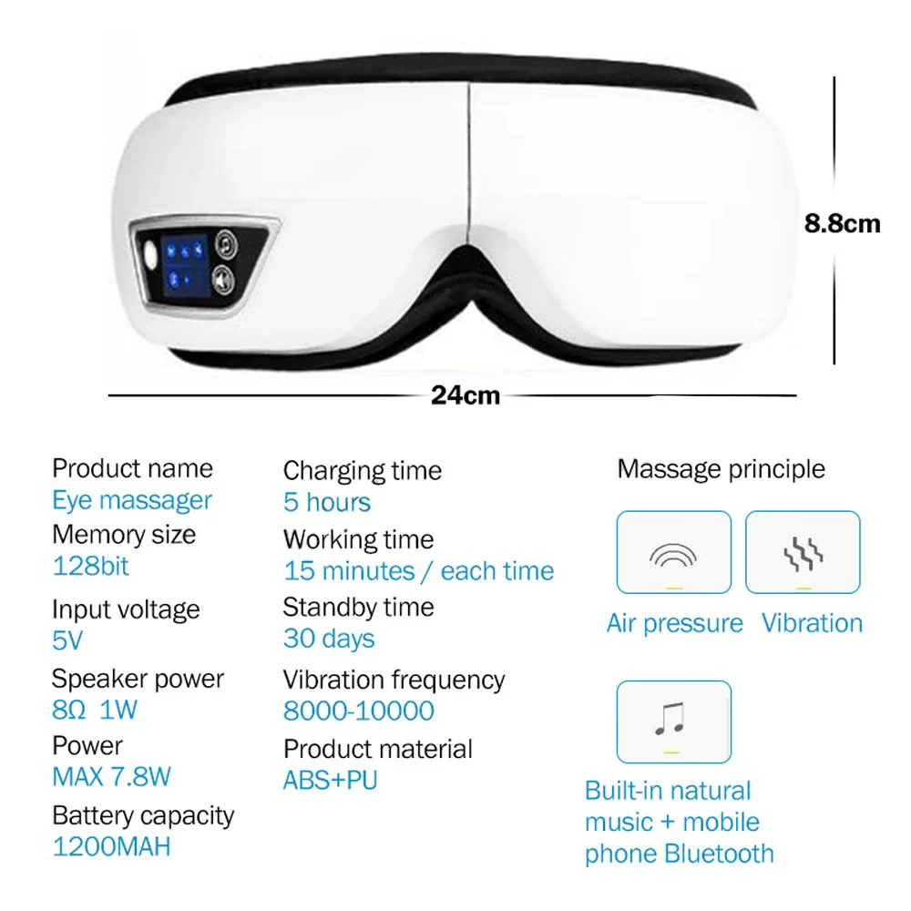 Eye Massager Medium Airbag Compression Bluetooth Music Sleep Aid AI Trending 2026 Wellness Gift - Image 4