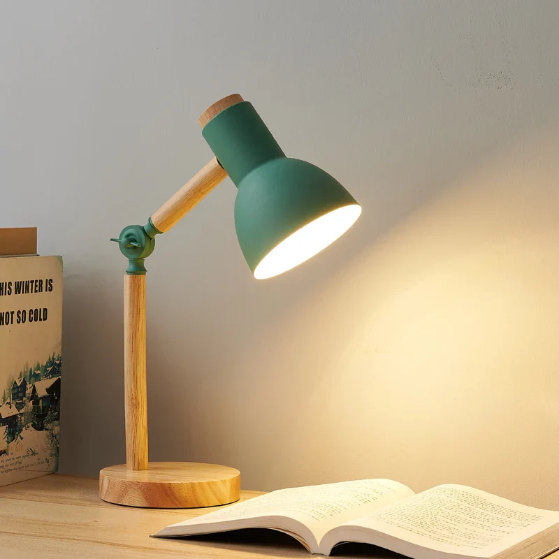 Eye Protection Small Table Lamp - Cute Macaron Wood Desk Lamp for Bedroom No Bulb - Image 2