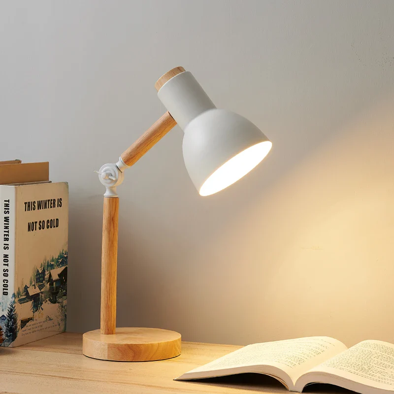 Eye Protection Small Table Lamp - Cute Macaron Wood Desk Lamp for Bedroom No Bulb - Image 3