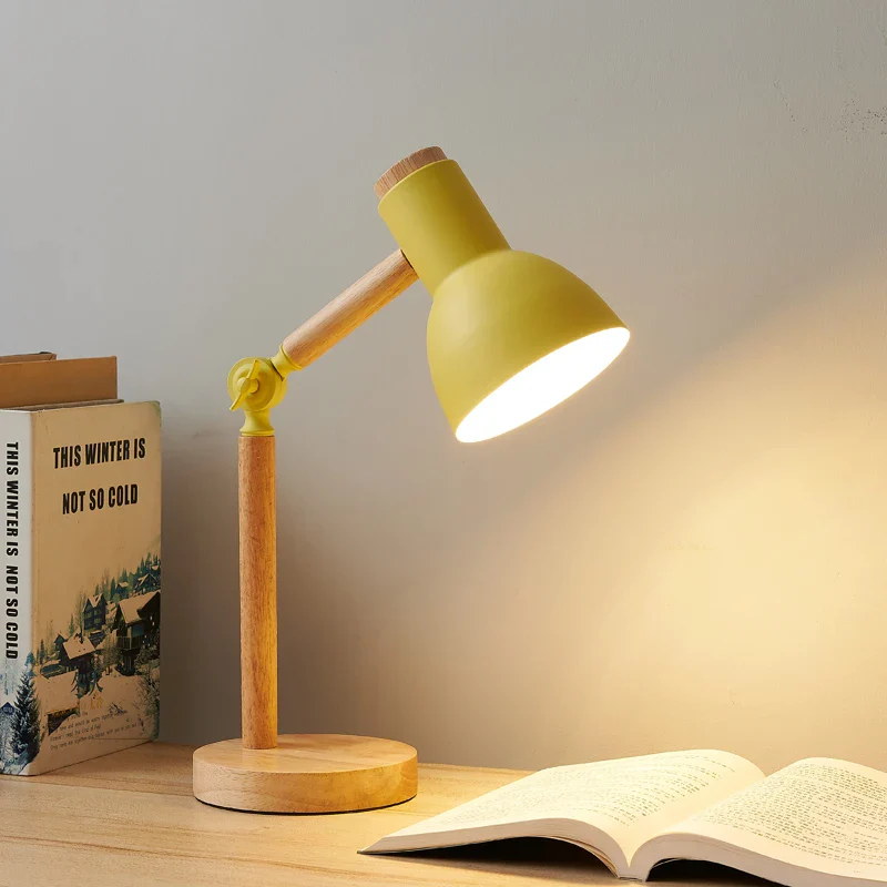 Eye Protection Small Table Lamp - Cute Macaron Wood Desk Lamp for Bedroom No Bulb - Image 4