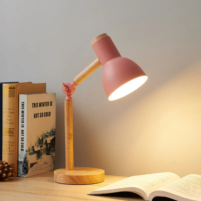 Eye Protection Small Table Lamp - Cute Macaron Wood Desk Lamp for Bedroom No Bulb - Image 5