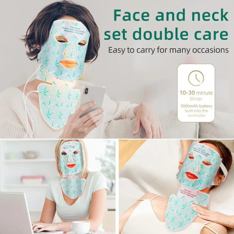 Facial LED Mask With Neck Red Light Infrared Therapy For Anti Aging Skin Rejuvenation Holiday Gifts 2026 - Image 4