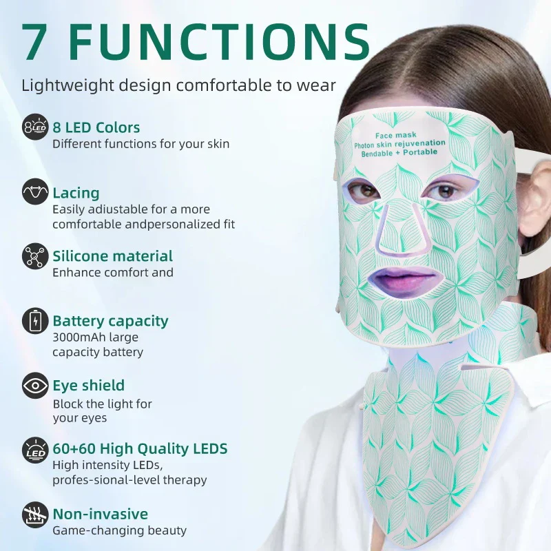 Facial LED Mask With Neck Red Light Infrared Therapy For Anti Aging Skin Rejuvenation Holiday Gifts 2026 - Image 6