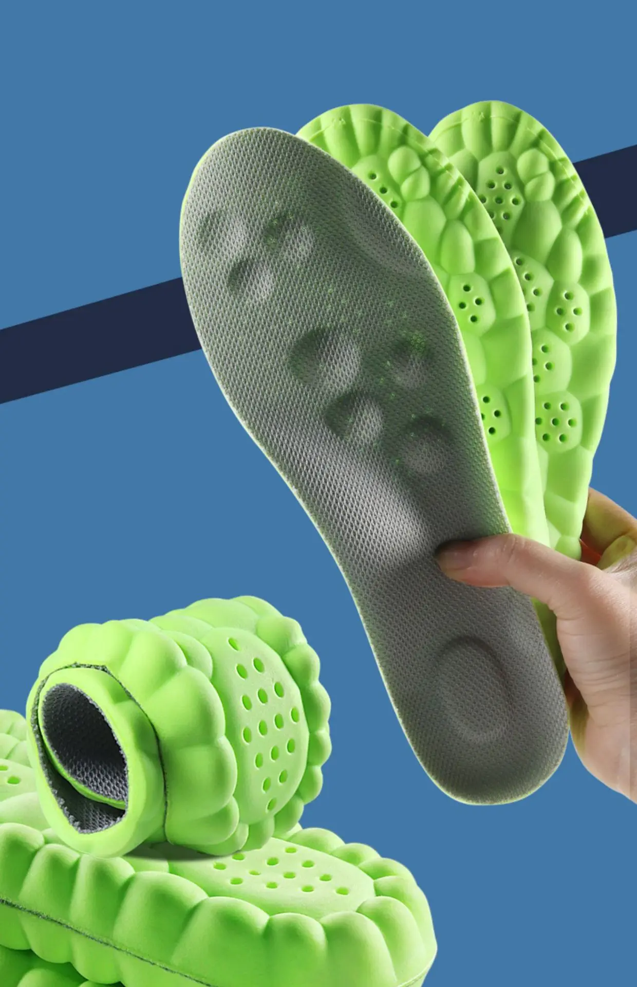 4D Massage Insoles Shock Absorbent Breathable Comfort Plantar Fascia Insole - Image 11
