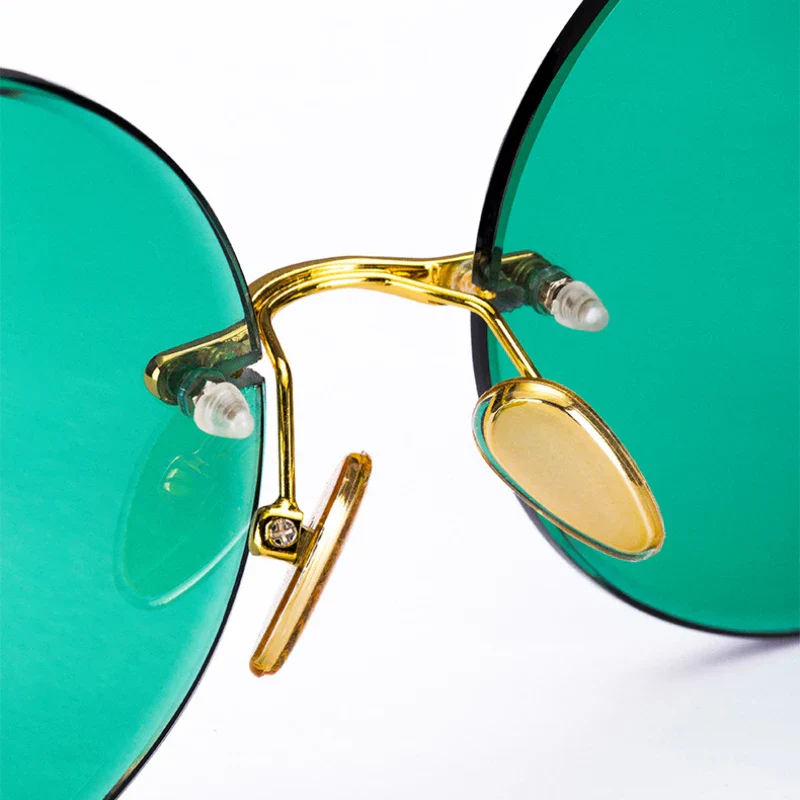 Fashion Classic Rimless Sunglasses Women Men Dark Green Lens Retro Round Eyeglasses Outdoor Driving - Image 3