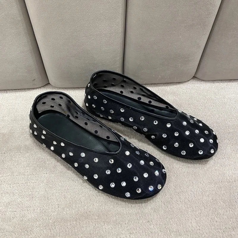 Breathable Women Ballet Flats - Mesh Crystal, Casual Walking - Image 22