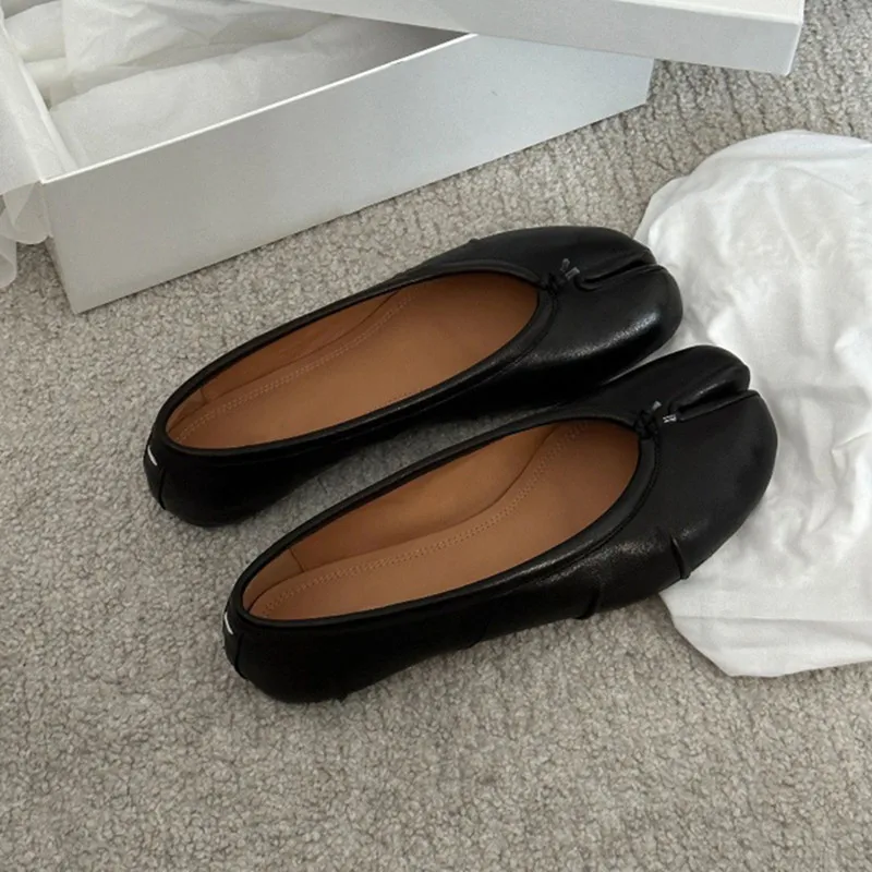 Soft Women Tabi Ballet Flats - Split Toe, Leather, Casual - Image 12