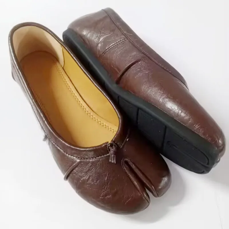 Soft Women Tabi Ballet Flats - Split Toe, Leather, Casual - Image 17