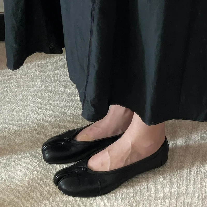 Soft Women Tabi Ballet Flats - Split Toe, Leather, Casual - Image 4