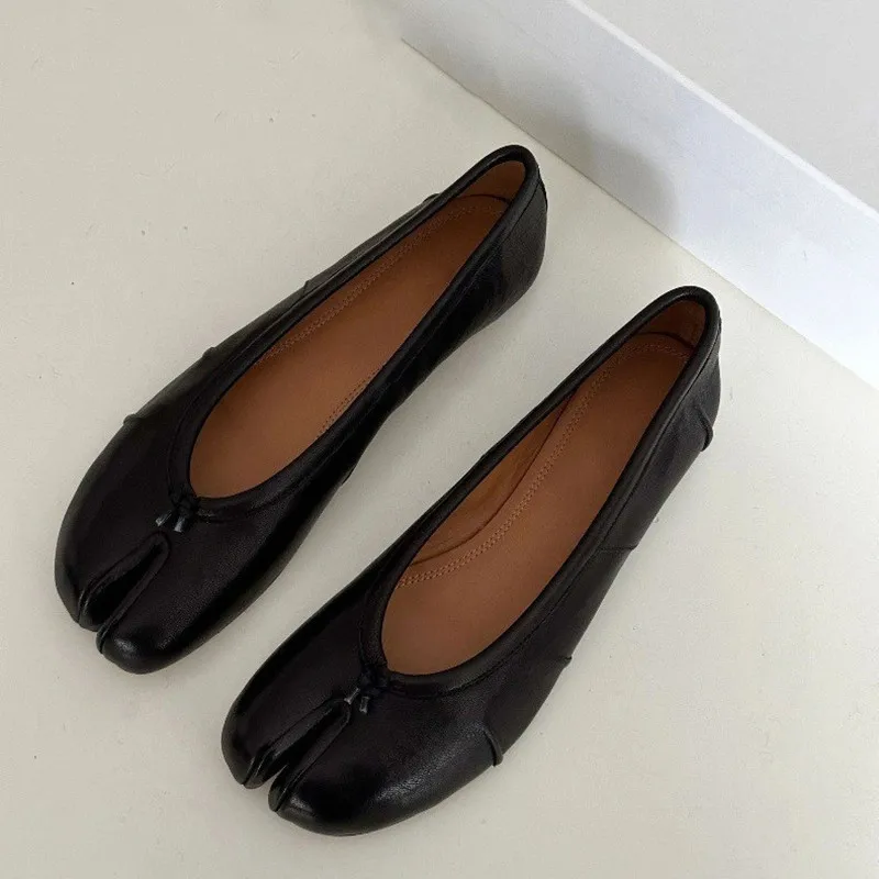 Soft Women Tabi Ballet Flats - Split Toe, Leather, Casual - Image 7
