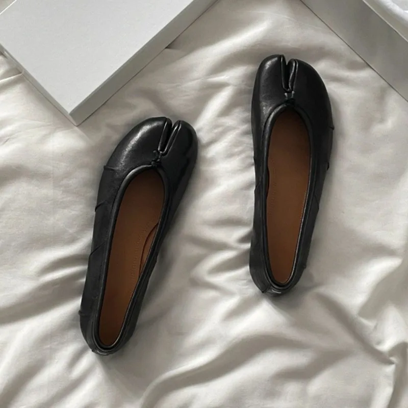 Soft Women Tabi Ballet Flats - Split Toe, Leather, Casual - Image 9