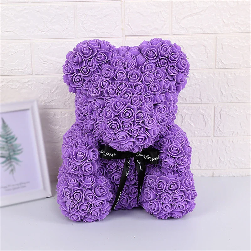 Faux Rose Teddy Bear with Gift Box and Lights - Romantic Anniversary or Valentine's Day Gift, Wedding Decor - Image 15