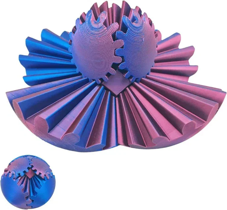 Fidget Gear Ball Steampunk 3D Printed Stress Relief - Image 3