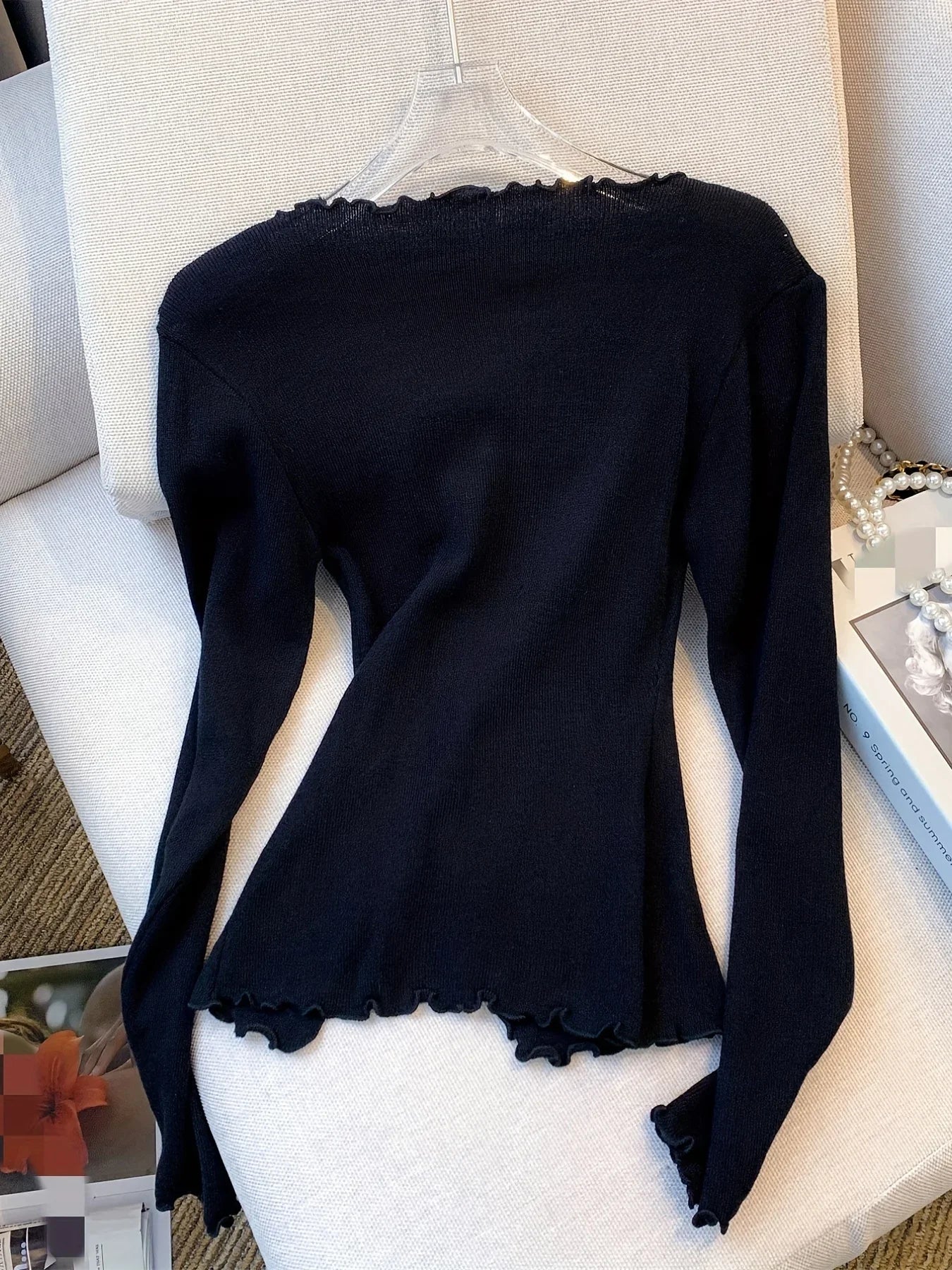 Fitted Flattering Women’s Pullover - Ribbed, Fine Knit - Image 3