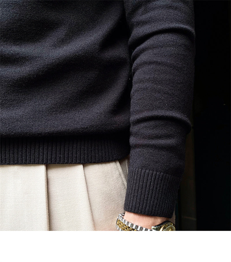 Fitted Men’s Half-Zip Sweater - Ribbed Knit, Smart Casual - Image 4