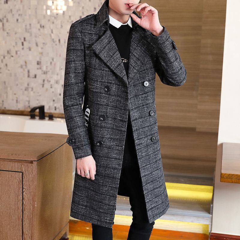 Fitted Men's Trench Coat - Double Breasted Polyester - Image 4