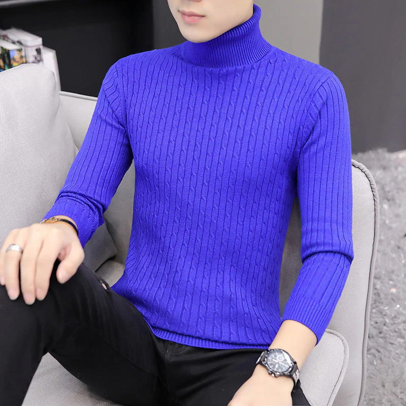 Fitted Men’s Turtleneck Sweater - Slim Fit Cotton Blend - Image 10