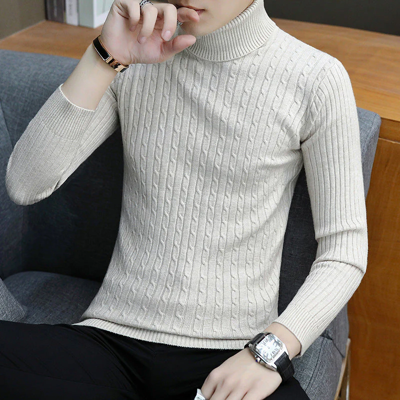 Fitted Men’s Turtleneck Sweater - Slim Fit Cotton Blend - Image 2