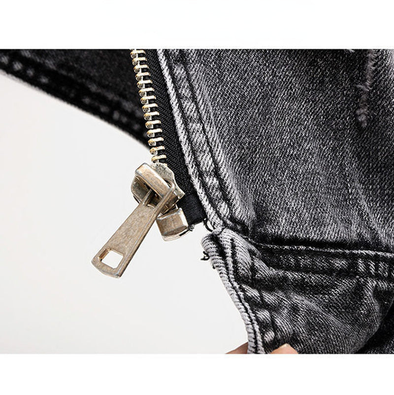 Fitted Women's Denim Vest - Moto Crop, Distressed, Casual - Image 3
