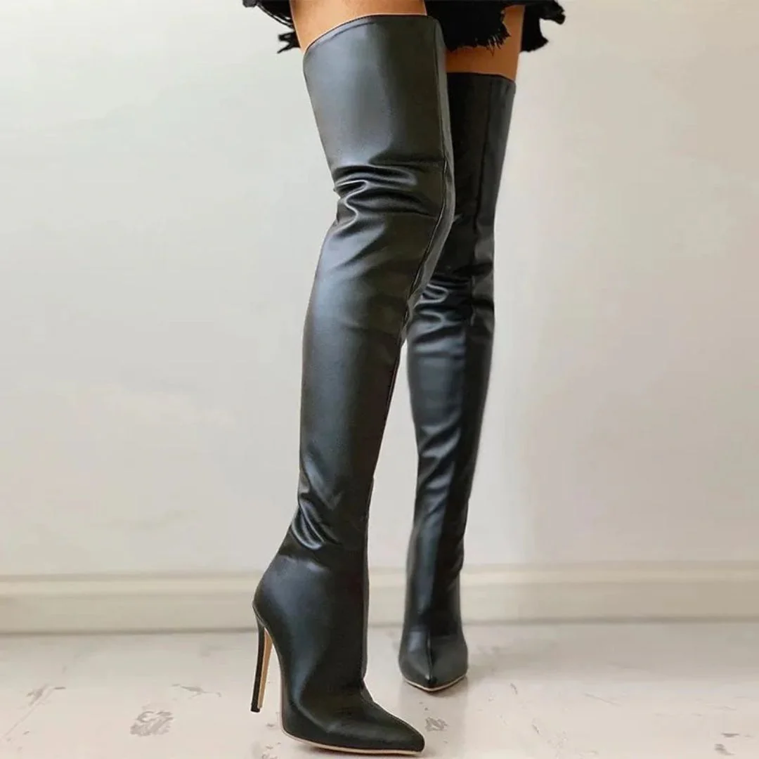Fitted Women’s Over The Knee Boots - Vegan Leather, Evening - Image 2