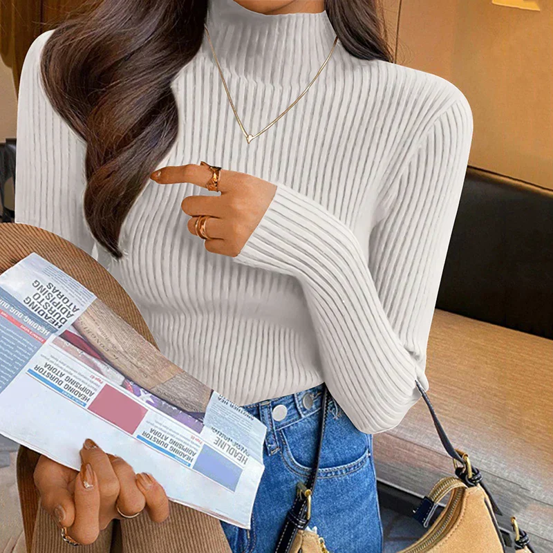 Fitted Women’s Turtleneck - Slim Ribbed Knit For Layering - Image 14