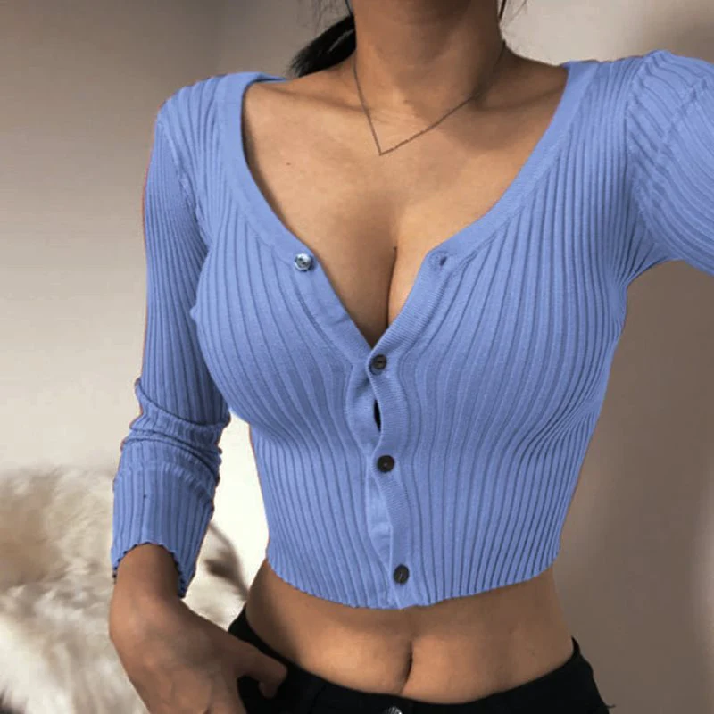 Fitted Womens Cropped Cardigan - Ribbed Knit, Casual