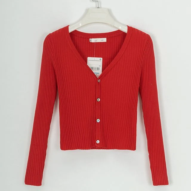 Fitted Womens Cropped Cardigan - Ribbed Knit, Casual - Image 13