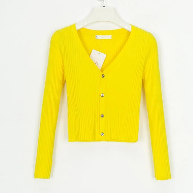 Fitted Womens Cropped Cardigan - Ribbed Knit, Casual - Image 14