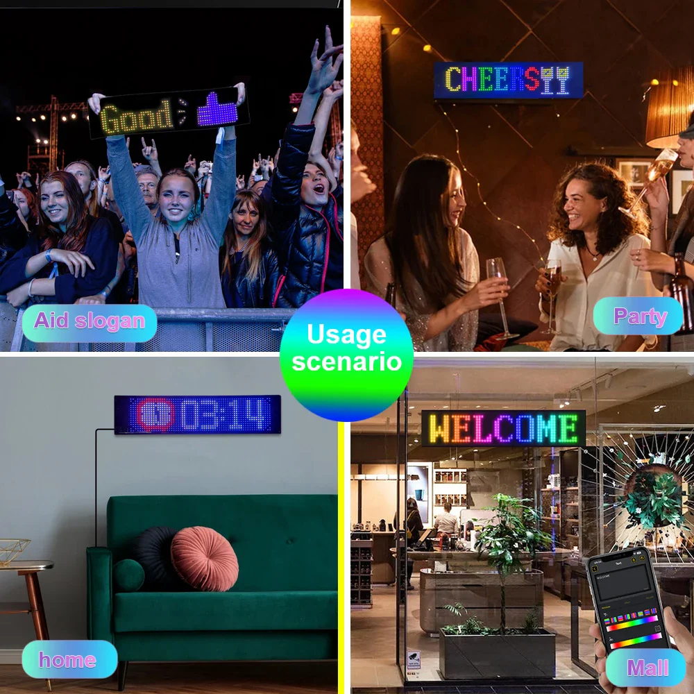 Flexible LED Matrix Screen Car Sign - Programmable Bluetooth Display with APP Remote Control, Ultra-Thin for Store & Bar - Image 7