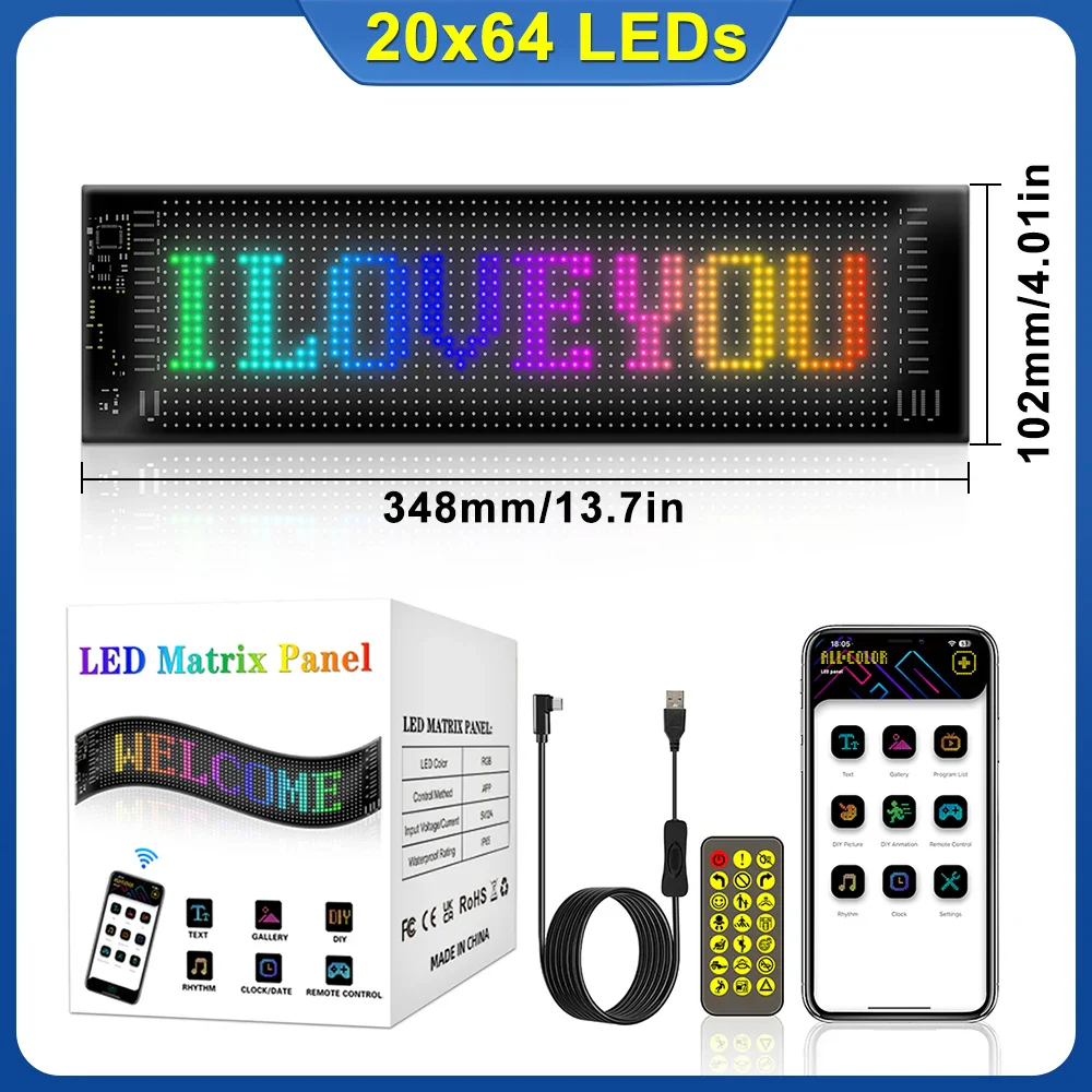 Flexible LED Matrix Screen Car Sign - Programmable Bluetooth Display with APP Remote Control, Ultra-Thin for Store & Bar - Image 8