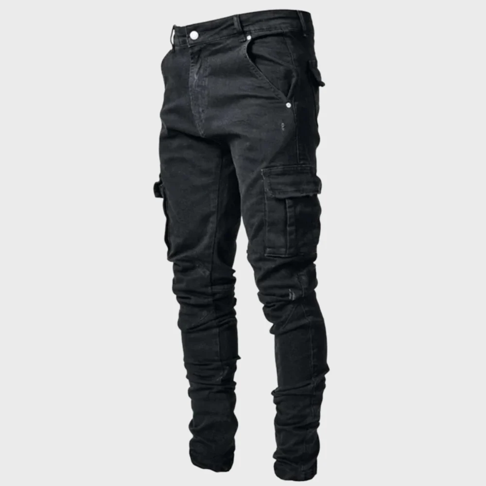 Flexible men's casual jeans – ultra-stretch design, breathable cotton, for summer