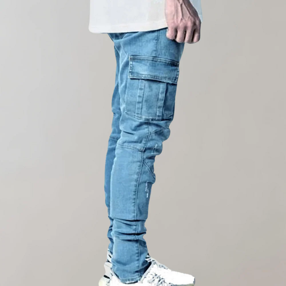 Flexible men's casual jeans – ultra-stretch design, breathable cotton, for summer - Image 4