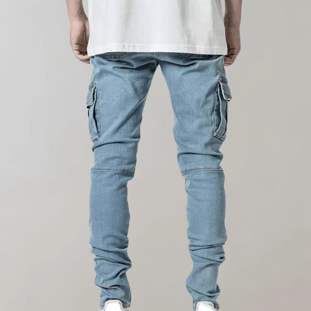 Flexible men's casual jeans – ultra-stretch design, breathable cotton, for summer - Image 8