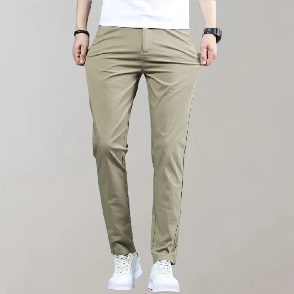 Flexible men's khaki pants – stretch fit, breathable cotton, for casual outings