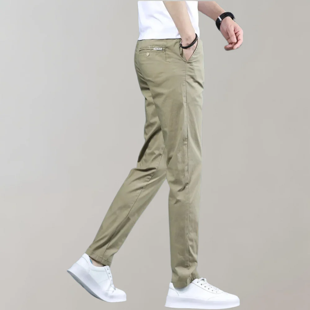 Flexible men's khaki pants – stretch fit, breathable cotton, for casual outings - Image 3