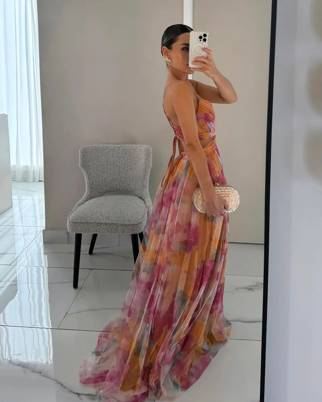 Floral Maxi Dress for Women, Adjustable Back Closure, Summer Wedding Guest Dress, Elegant and Comfortable - Image 3