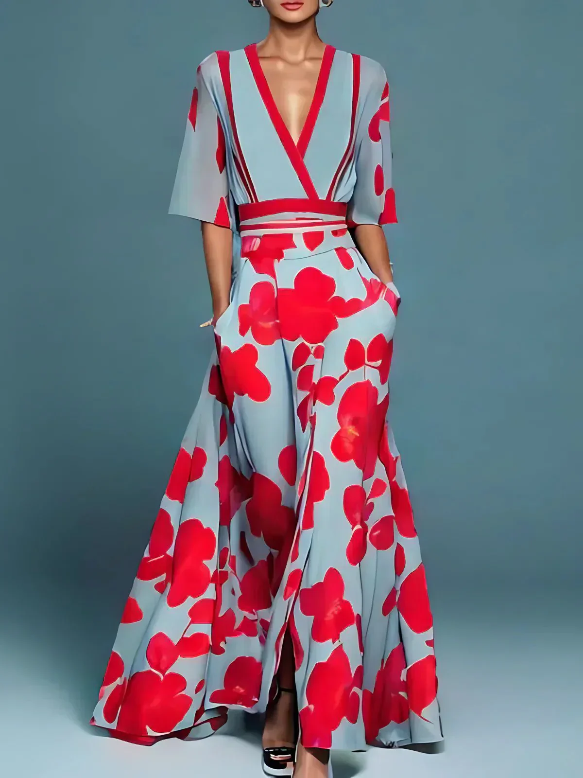 Floral Maxi Dress for Women, Elegant Summer Wedding Guest Dress, Comfortable Formal Evening Wear