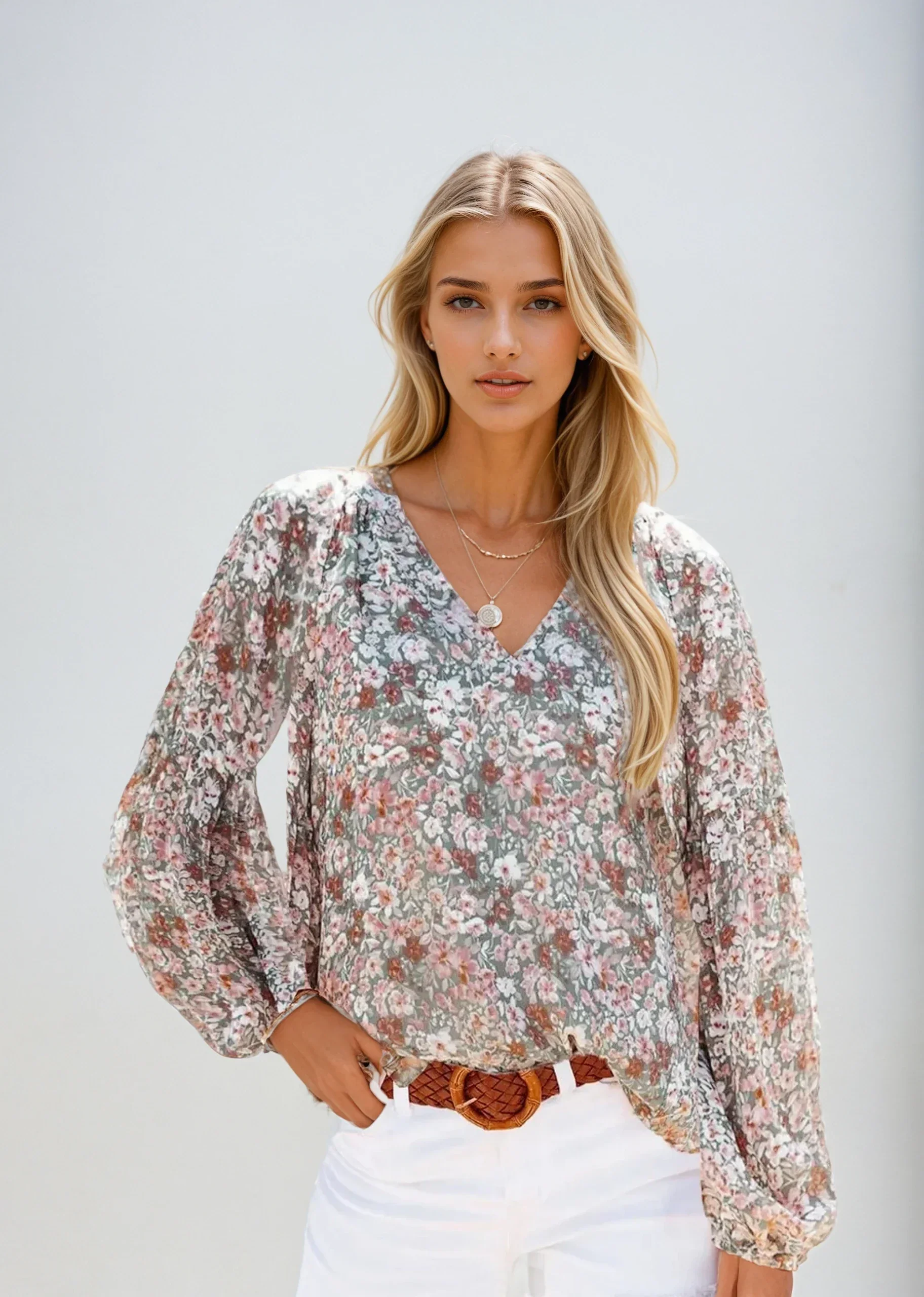 Floral Print Blouse for Women, Lightweight Summer Top, Plus Size Casual Loose Fit in Green, Purple, Pink - Image 10