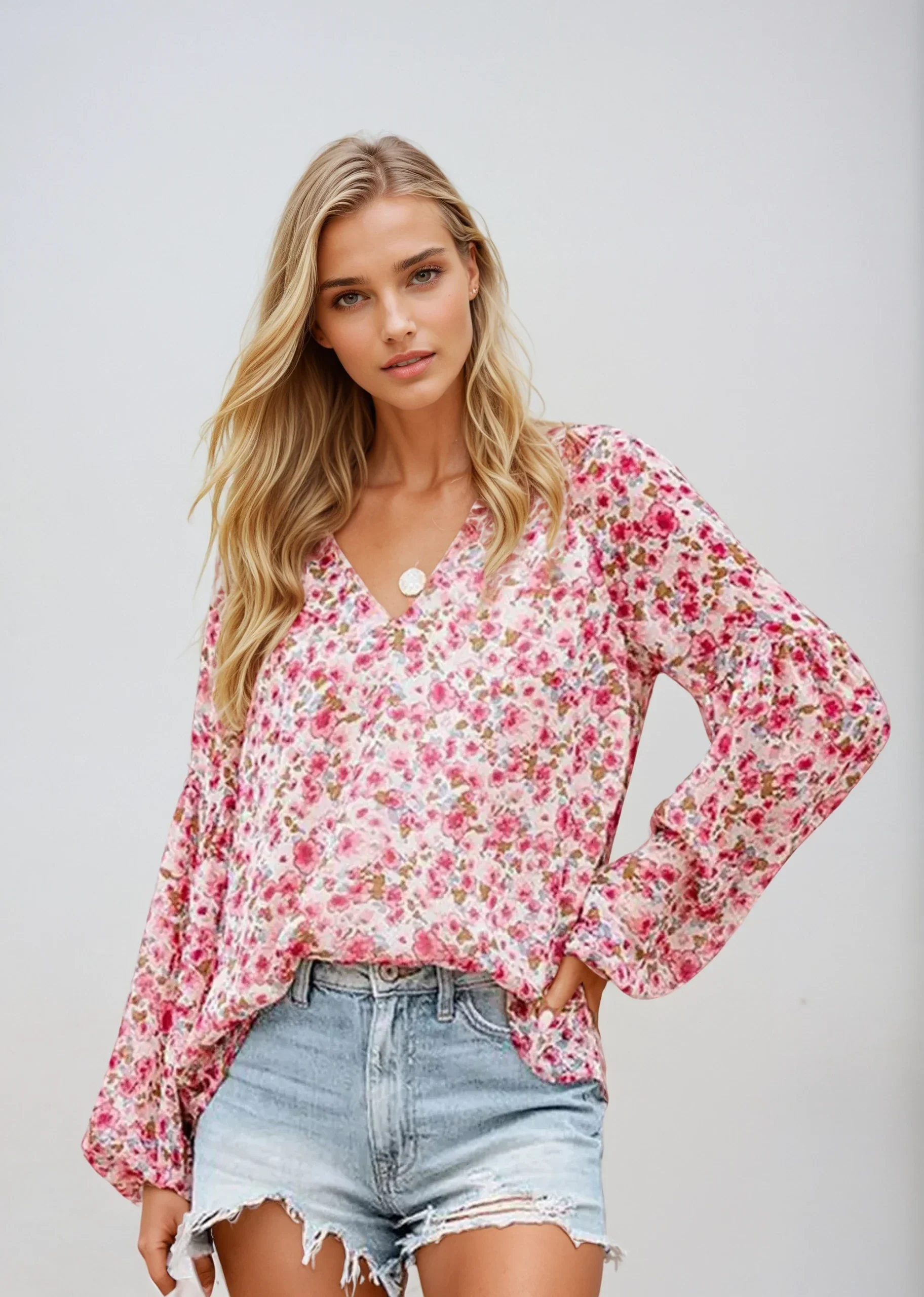 Floral Print Blouse for Women, Lightweight Summer Top, Plus Size Casual Loose Fit in Green, Purple, Pink - Image 8