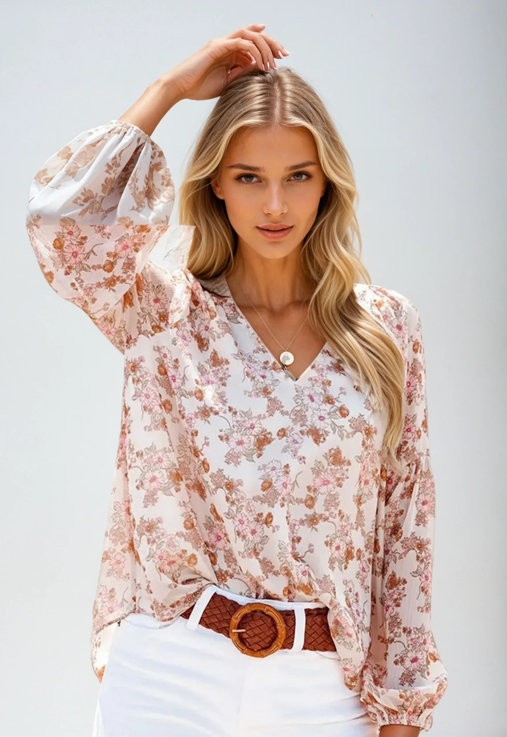 Floral Print Blouse for Women, Lightweight Summer Top, Plus Size Casual Loose Fit in Green, Purple, Pink - Image 9
