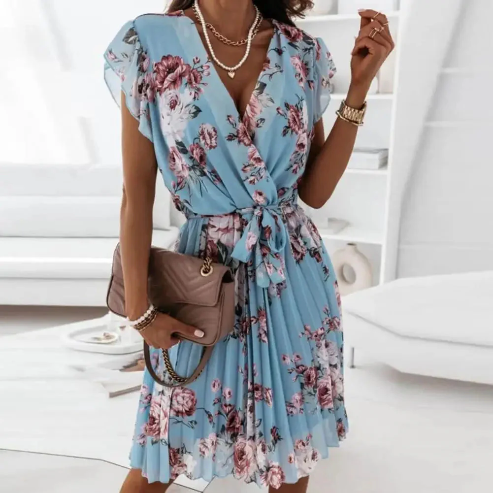 Floral Print Summer Dress for Women, Stylish Neckline, Versatile Casual and Festive Wear, Comfortable Fit, Multiple Sizes Available - Image 2