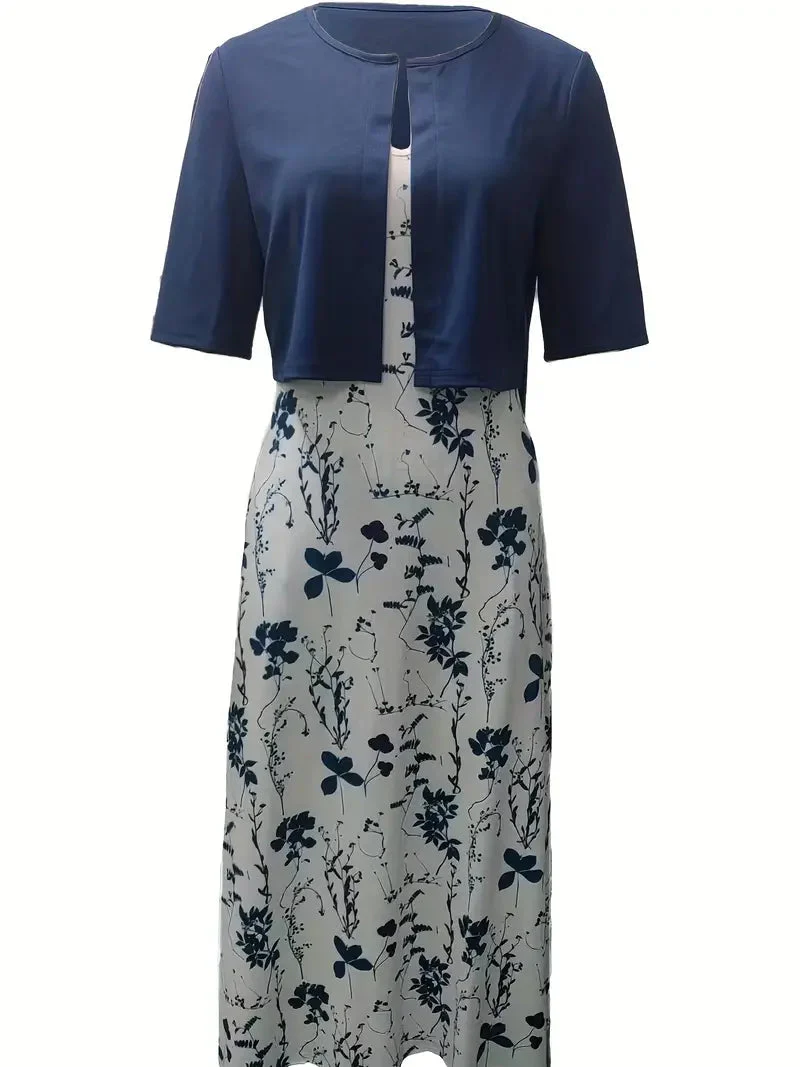 Flowy women’s maxi dress – fitted floral skirt with solid crop top, for weddings or special occasions - Image 9