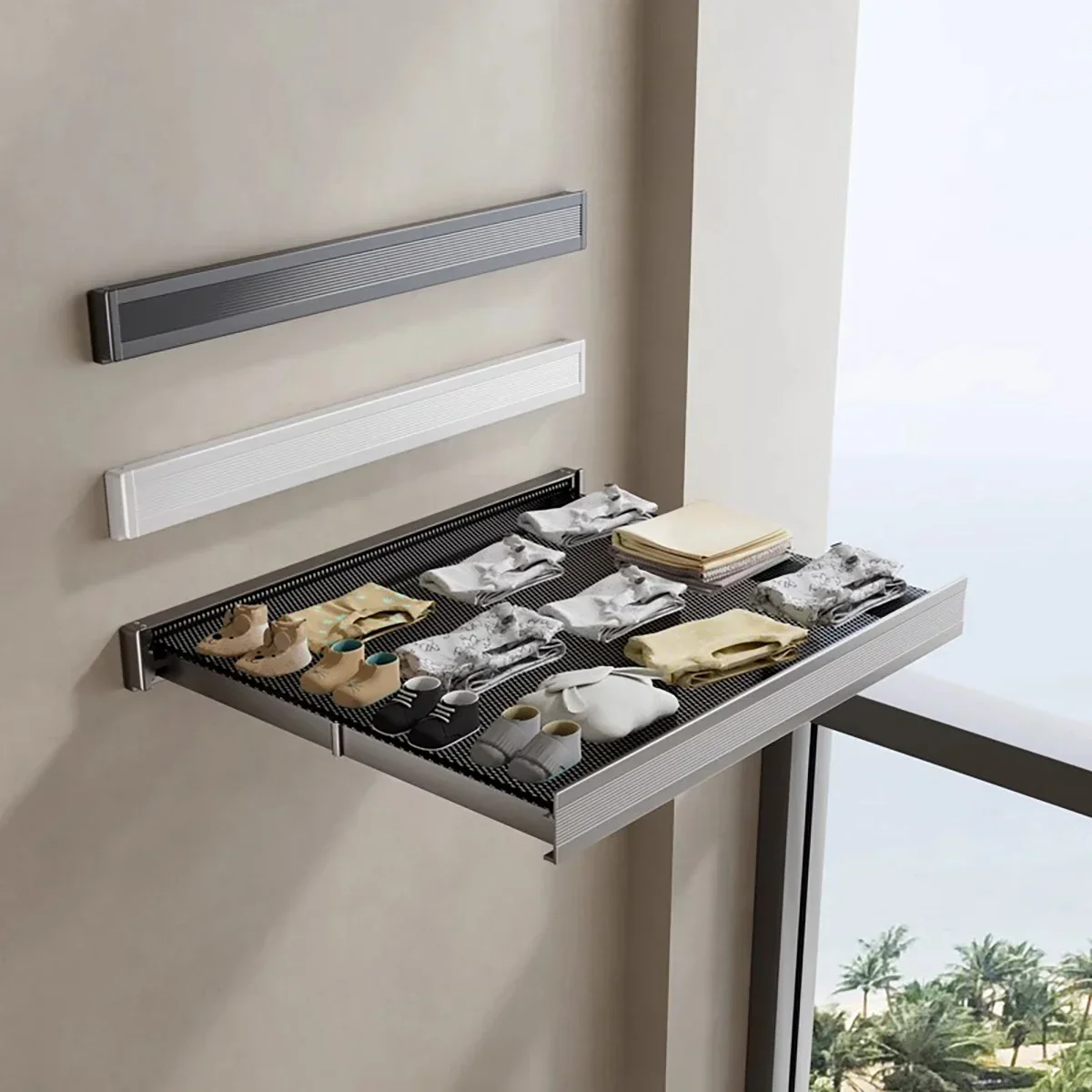Foldable Clothes Rack Wall Mounted Drying Shelf Fall 2025 Balcony Bathroom Space Saving Corrosion Resistant
