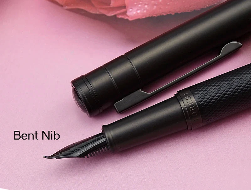 Fountain Pen Titanium Black Metal Pen With Tree Textured Grip Executive Office Fall 2025 Precise Nib Gift - Image 2