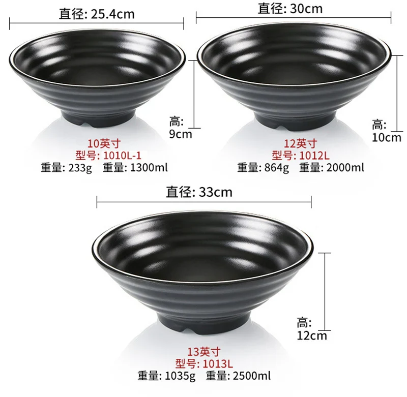 Ramen Bowl Black Plastic Japanese Style Noodle Bowl - Image 10