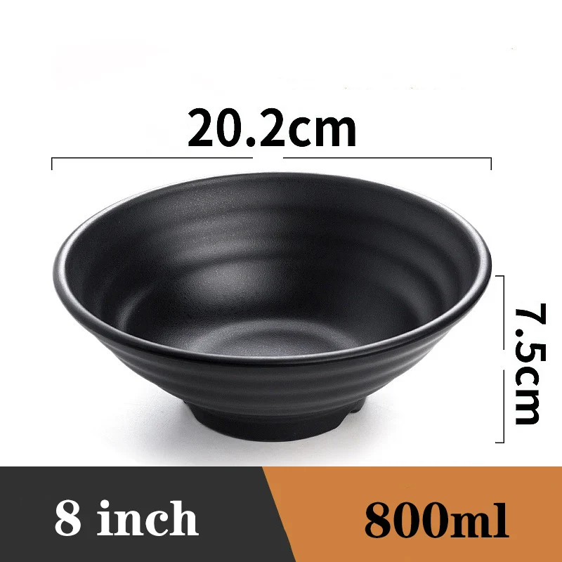 Ramen Bowl Black Plastic Japanese Style Noodle Bowl - Image 16
