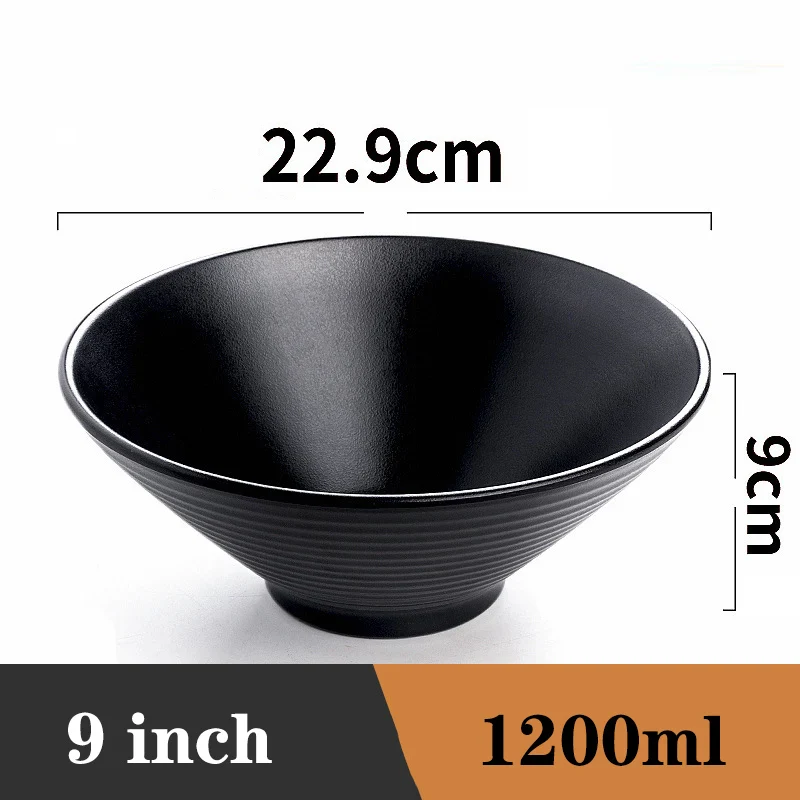 Ramen Bowl Black Plastic Japanese Style Noodle Bowl - Image 17