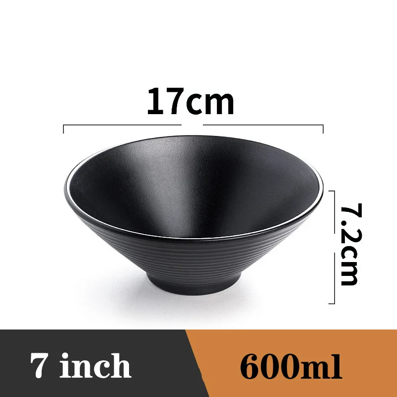 Ramen Bowl Black Plastic Japanese Style Noodle Bowl - Image 24