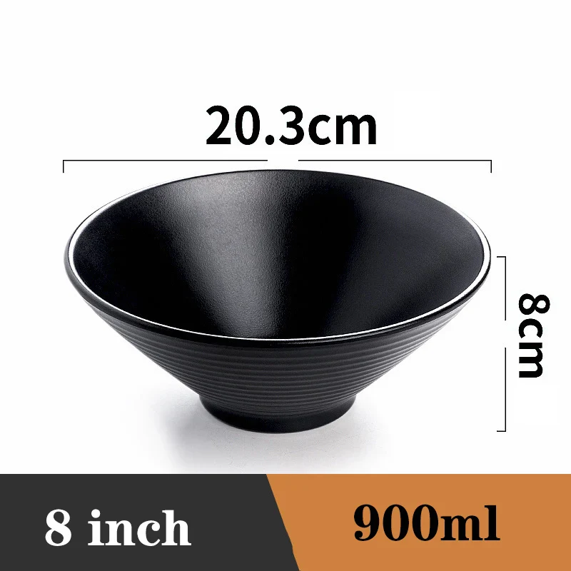 Ramen Bowl Black Plastic Japanese Style Noodle Bowl - Image 27