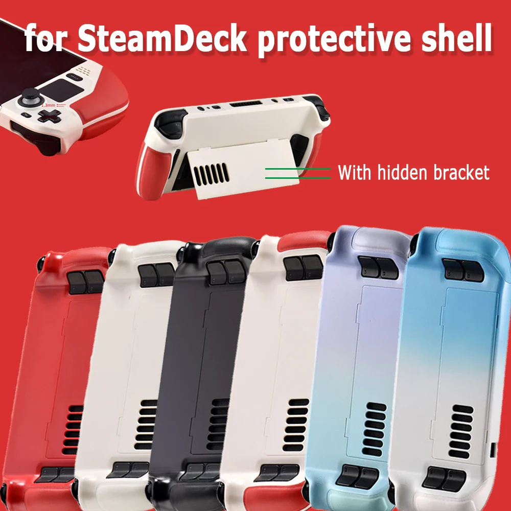 Steam Deck Case Cowhide Wrap Leather Grip Hard Shell Stand - Image 2
